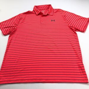 Under Armour Loose HeatGear The Playoff Polo XL Golf SS Striped Shirt Orange